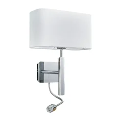Wandlamp Lucande Jettka, hoogte 63 cm, leesarm, textiel
