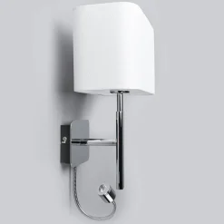 Wandlamp Lucande Jettka, hoogte 63 cm, leesarm, textiel