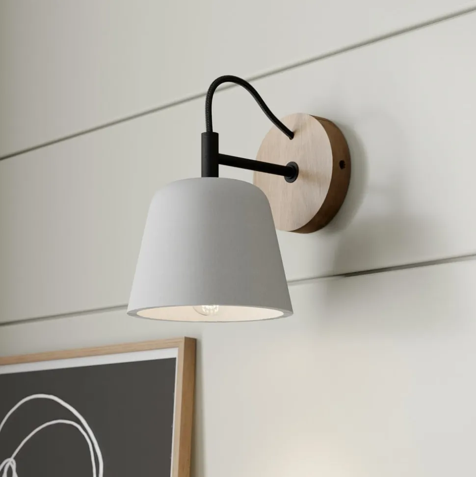 Wandlamp Lucande Kalinda, grijs, beton, 20 cm hoog, E14