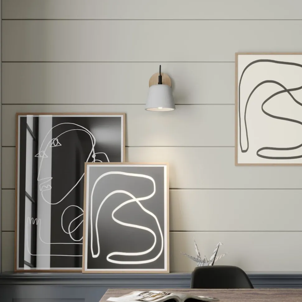 Wandlamp Lucande Kalinda, grijs, beton, 20 cm hoog, E14