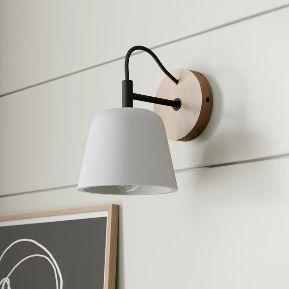 Wandlamp Lucande Kalinda, grijs, beton, 20 cm hoog, E14