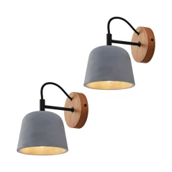 Wandlamp Lucande Kalinda, set van 2, grijs, beton, E14