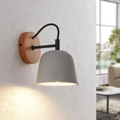 Wandlamp Lucande Kalinda, set van 2, grijs, beton, E14