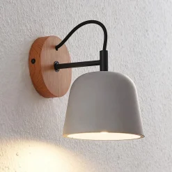 Wandlamp Lucande Kalinda, set van 2, grijs, beton, E14