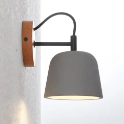 Wandlamp Lucande Kalinda, set van 2, grijs, beton, E14