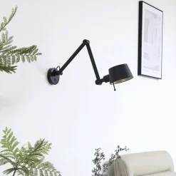 Wandlamp Lucande Silka, zwart, metaal, 9,5 cm hoog