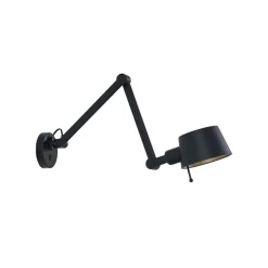 Wandlamp Lucande Silka, zwart, metaal, 9,5 cm hoog