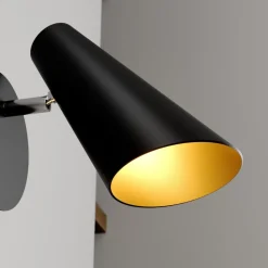 Wandlamp Lucande Wibke, hoogte 24 cm, zwart, goud, metaal