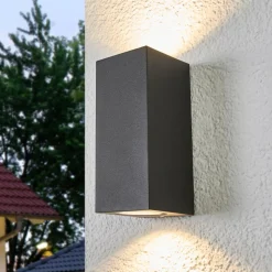 Wandlamp Lucande Xava, up/down, antraciet, 2-lamps, GU10