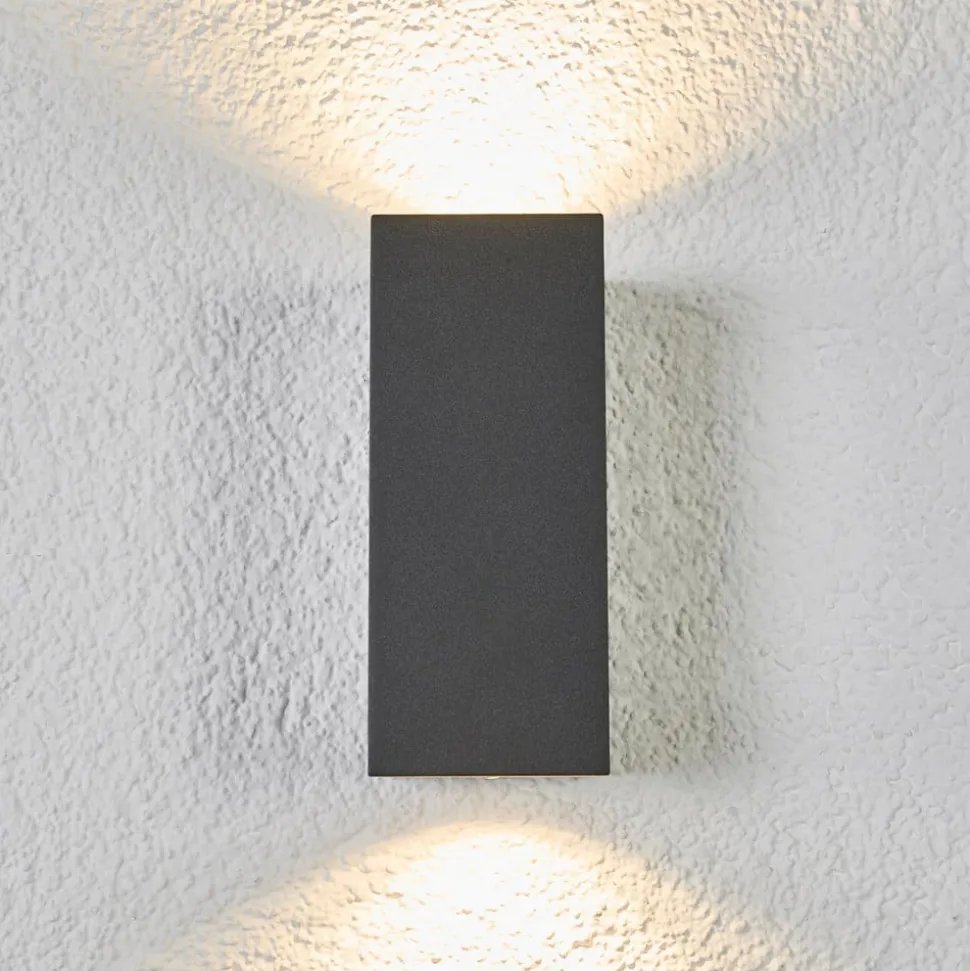 Wandlamp Lucande Xava, up/down, antraciet, 2-lamps, GU10