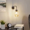 Wandlamp Lukka, 1-lamp, zwart/amber