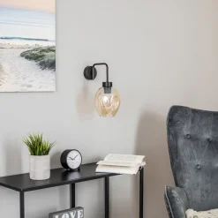 Wandlamp Lukka, 1-lamp, zwart/amber