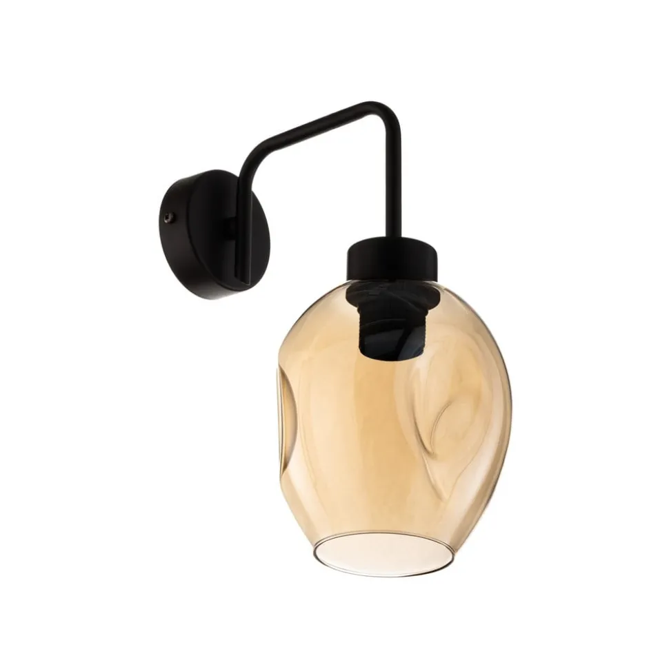 Wandlamp Lukka, 1-lamp, zwart/amber