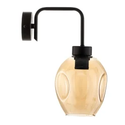 Wandlamp Lukka, 1-lamp, zwart/amber