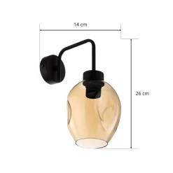 Wandlamp Lukka, 1-lamp, zwart/amber