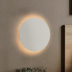 Wandlamp Luna, beige, indirect licht, Ø 30 cm, staal