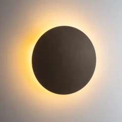 Wandlamp Luna, bruin, indirect licht, Ø 30 cm, staal