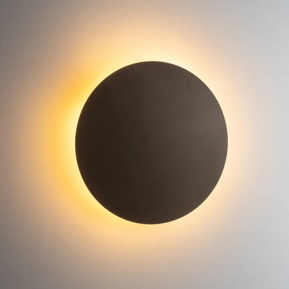 Wandlamp Luna, bruin, indirect licht, Ø 30 cm, staal