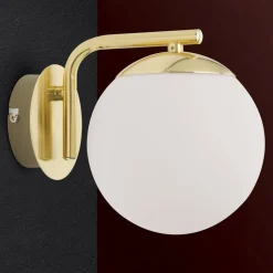 Wandlamp Madis met glasbol en schakelaar
