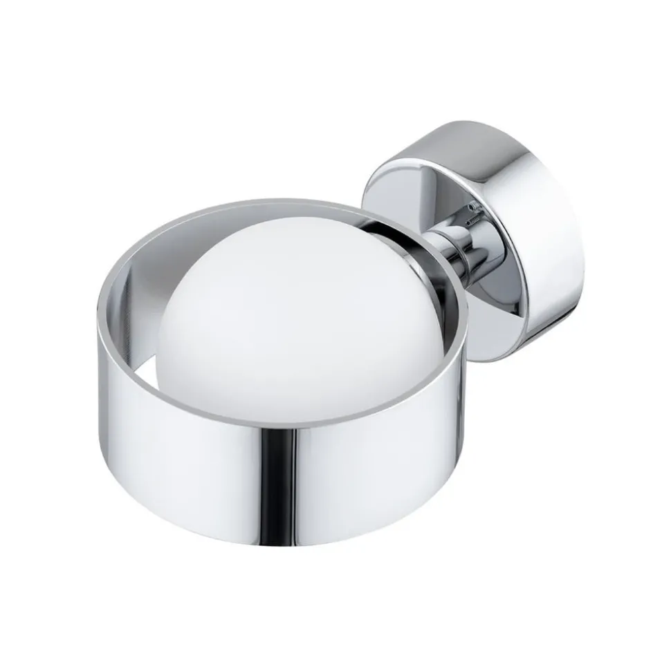 Wandlamp Mado, staal chroomkleurig, glas opaal, 1-lamp