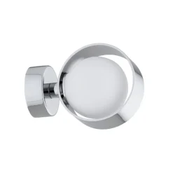 Wandlamp Mado, staal chroomkleurig, glas opaal, 1-lamp