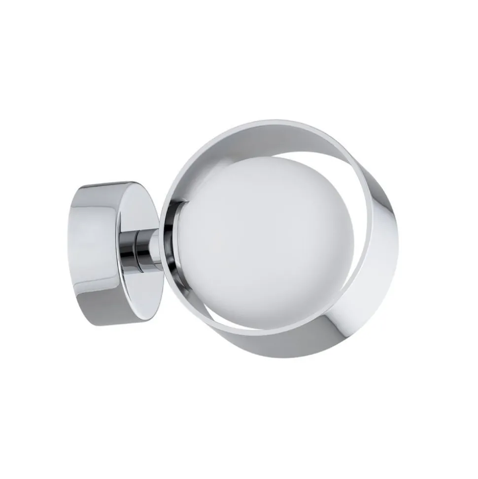 Wandlamp Mado, staal chroomkleurig, glas opaal, 1-lamp