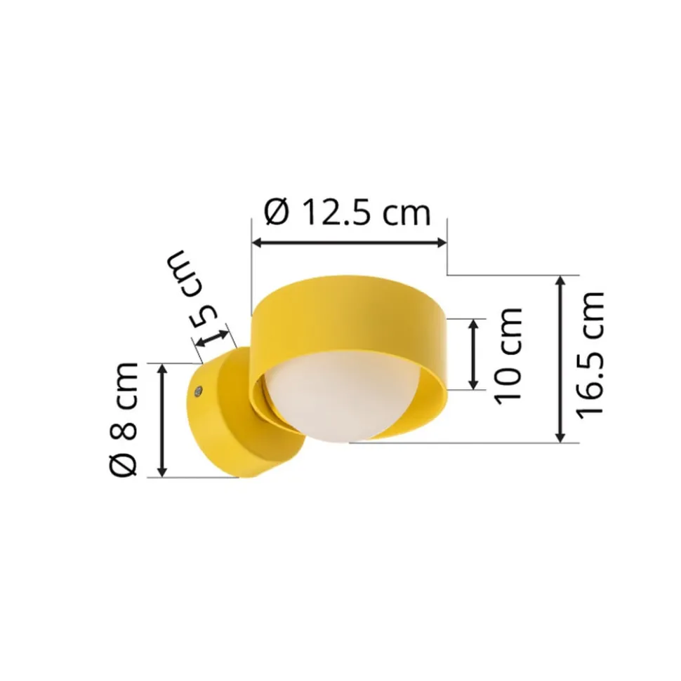 Wandlamp Mado van staal, geel, 1-lamp