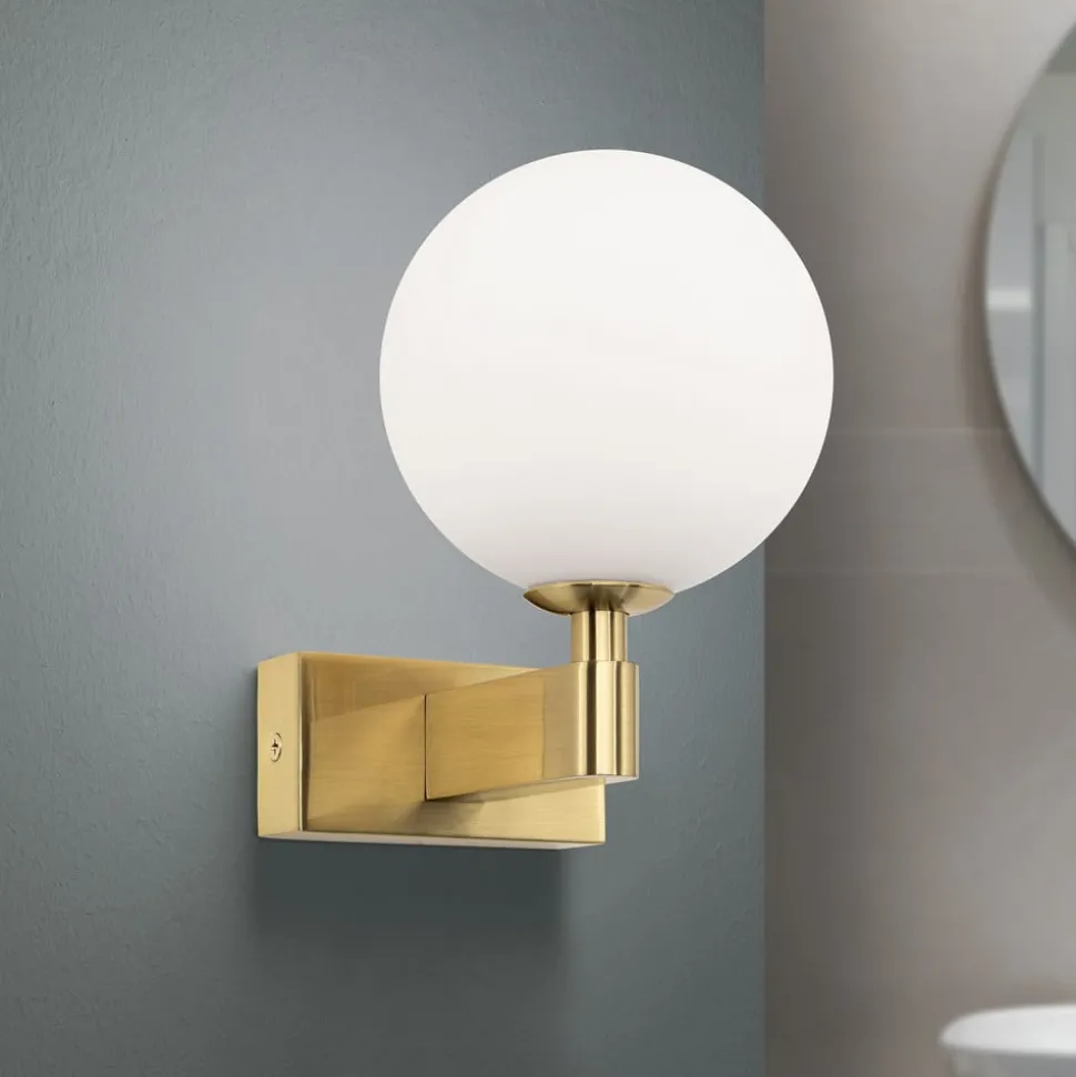 Wandlamp Mara, messingkleurig, glas, 17,5cm hoog, G9, IP44