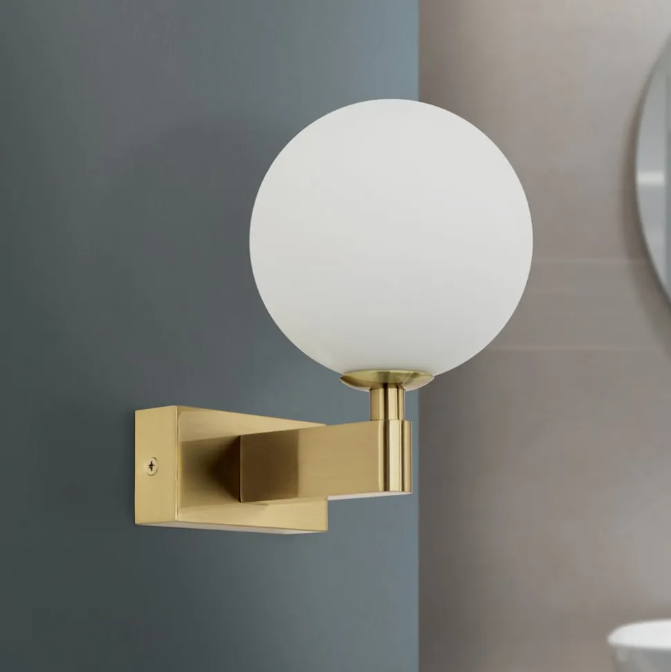 Wandlamp Mara, messingkleurig, glas, 17,5cm hoog, G9, IP44