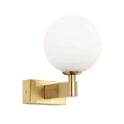 Wandlamp Mara, messingkleurig, glas, 17,5cm hoog, G9, IP44