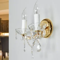 Wandlamp Marie Claire, kristal, 2-lamps