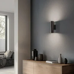 Wandlamp Marion Plus, zwart, GU10, staal, hoogte 18 cm