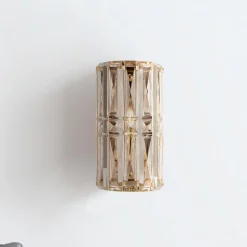 Wandlamp Maytoni Facet, hoogte 25 cm, goudkleurig, glas, E14