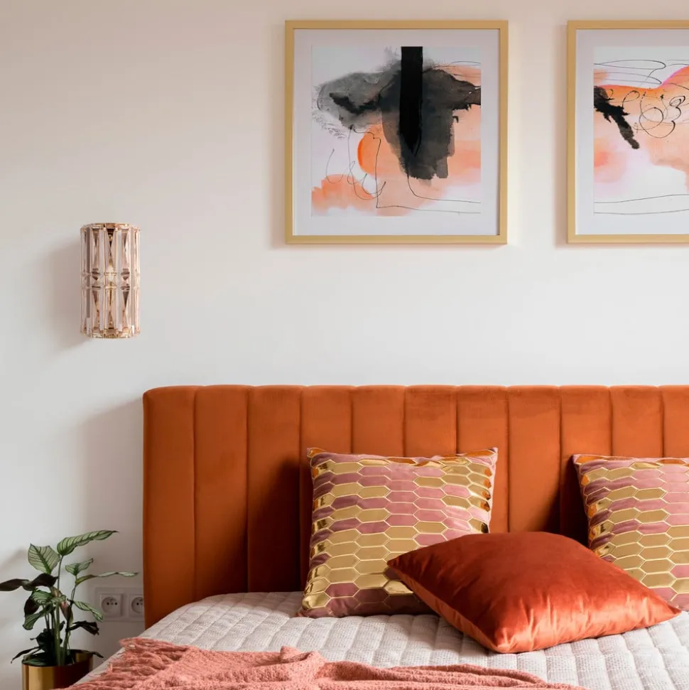 Wandlamp Maytoni Facet, hoogte 25 cm, goudkleurig, glas, E14