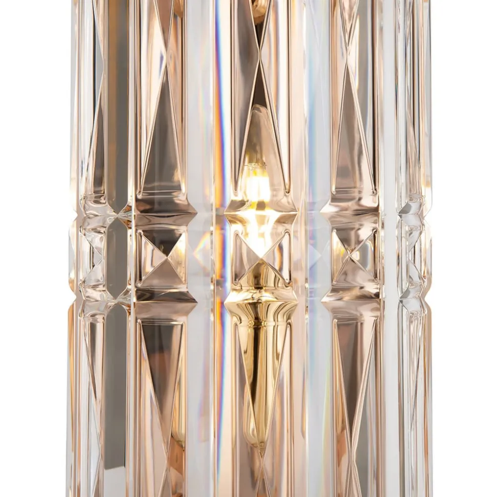 Wandlamp Maytoni Facet, hoogte 25 cm, goudkleurig, glas, E14