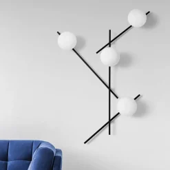 Wandlamp Mikado, matglas, 4-lamps