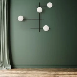 Wandlamp Mikado, matglas, 4-lamps