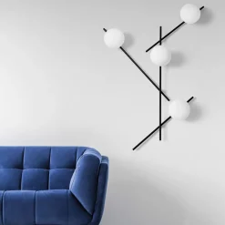 Wandlamp Mikado, matglas, 4-lamps