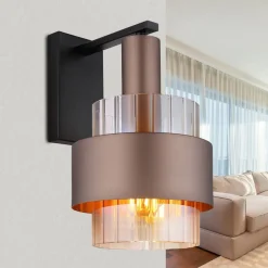 Wandlamp Milley, hoogte 30 cm, bronskleurig, metaal