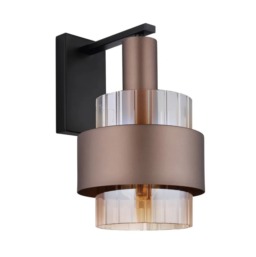 Wandlamp Milley, hoogte 30 cm, bronskleurig, metaal