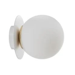 Wandlamp Minerva K1, wit, Ø 15 cm, glas/metaal