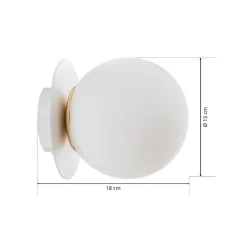 Wandlamp Minerva K1, wit, Ø 15 cm, glas/metaal