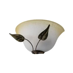 Wandlamp Mira, crème/brons, glas, 30 cm breed, E27