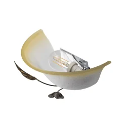 Wandlamp Mira, crème/brons, glas, 30 cm breed, E27