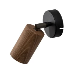 Wandlamp Nise, 1-lamp, zwart staal, hout