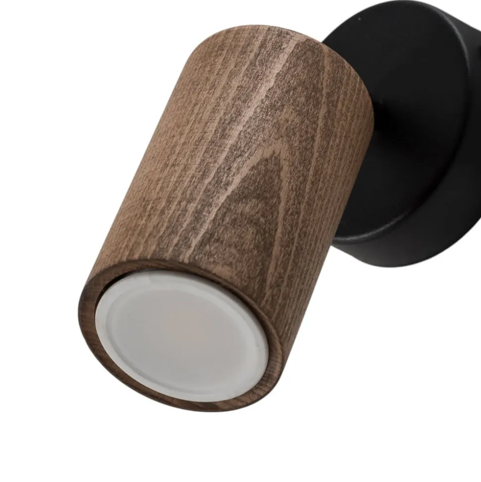 Wandlamp Nise, 1-lamp, zwart staal, hout