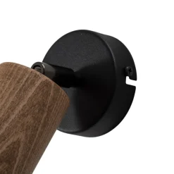 Wandlamp Nise, 1-lamp, zwart staal, hout