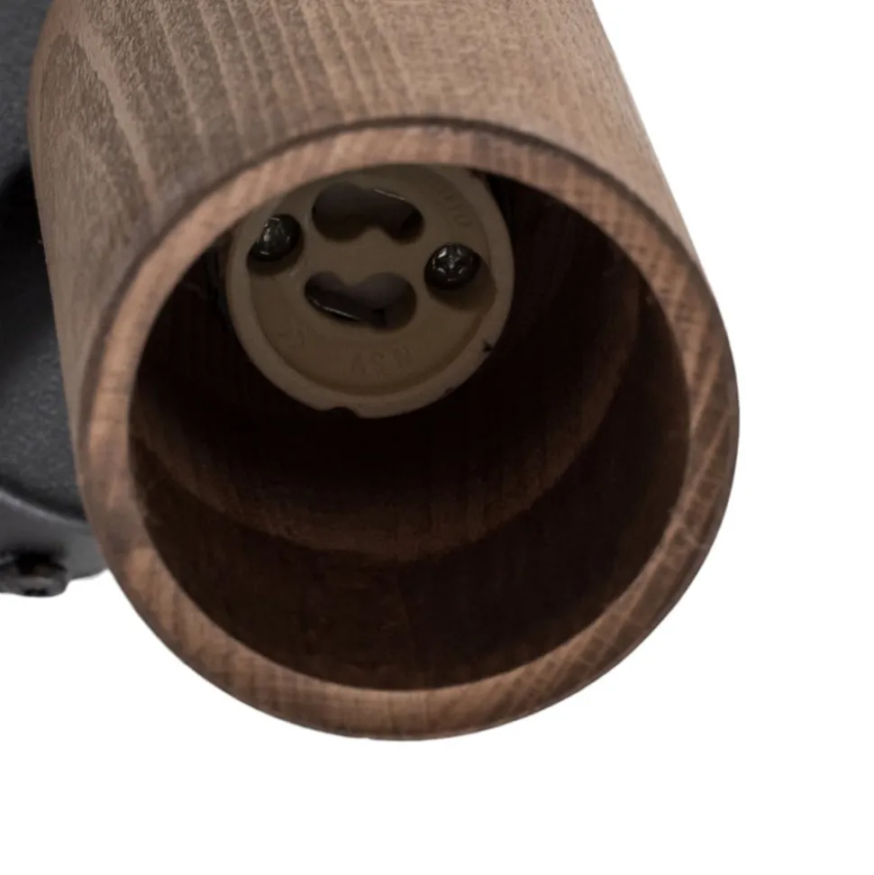 Wandlamp Nise, 1-lamp, zwart staal, hout