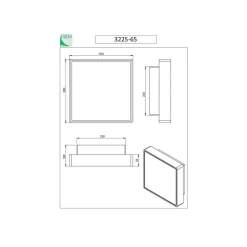 Wandlamp Oban, 30 cm x 30 cm, sensor, 2 x E27, wit, IP65