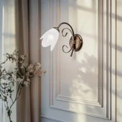 Wandlamp Odino, 1-lamp, bronskleurig, metaal, glas